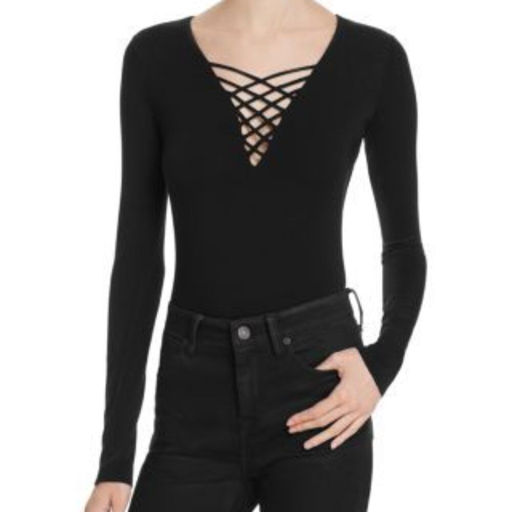 Bailey 44 Lace up V-neck Bodysuit -Size Small